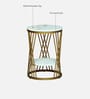 Branco White Porcelain Top End Table With Gold Finish