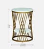 Branco White Porcelain Top End Table With Gold Finish