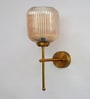 Brass Amber Ribbed Glass Wall Lamp