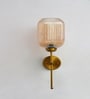 Brass Amber Ribbed Glass Wall Lamp