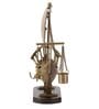 Brass and Wood Antique Bucket & Anchor Nautical Ship Showpiece 8"