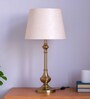 Knepp Off White Cotton Shade Night Lamp With Aluminium Base