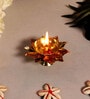 Brass Copper Lotus Flower Petals Kamal Shape Metal Diya (PACK OF 2)