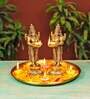 Brass Deep Lakshmi Statue Pair