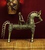 Brass Dhokra Crafted Horse With Rider Tribal Handicraft Bastar Art