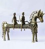 Brass Dhokra Crafted Horse With Two Riders Tribal Handicraft Bastar Art