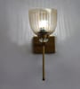 Brass Finish Ribbed Glass Wall Sconce