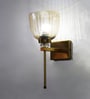 Brass Finish Ribbed Glass Wall Sconce