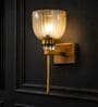 Brass Finish Ribbed Glass Wall Sconce