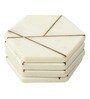Hexa Brass inlay White & Gold Marble (Set of 4) Table Coaster