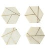 Hexa Brass inlay White & Gold Marble (Set of 4) Table Coaster