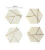 Hexa Brass inlay White & Gold Marble (Set of 4) Table Coaster