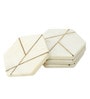 Hexa Brass inlay White & Gold Marble (Set of 4) Table Coaster