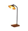 Sloping Brass Study Lamp With Wood & Iron Base