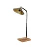 Sloping Brass Study Lamp With Wood & Iron Base
