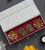 Brass Lakshmi and Lord Ganesha Idols, Set Of 2 Metal Handcrafted Golden Lotus Flower Shape Decorative Diyas