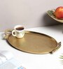 Brass Oval Trey With Designed Handle 14"