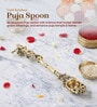 Golden Brass Ritual Spoon with Lord Krishna Idol