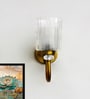 Brass Wall Sconce with Clear Cylindrical Ribbed Glass