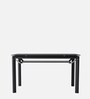 Brawn Glass Top 6 Seater Dining Table in Black Colour