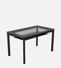 Brawn Glass Top 6 Seater Dining Table in Black Colour