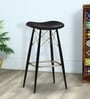 Braxton Leather Bar Stool In Black Colour
