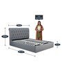 Brayan Upholstered King Size Bed In Light Grey Colour With Hydraulic Storage