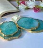 Brazilian Blue Stone Set of 2 Table Coasters