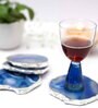 Brazilian Blue Stone Set of 4 Table Coasters