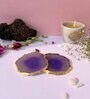 Brazilian Purple Stone Set of 2 Table Coasters