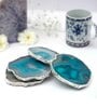 Brazilian Turquoise Stone Set of 4 Table Coasters