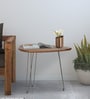 Breo Metal End Table in Scratch Resistant Rustic Teak Finish