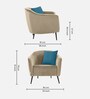 Brescia Velvet 1 Seater Sofa In Cream Colour