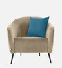 Brescia Velvet 1 Seater Sofa In Cream Colour