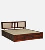 Brevik Sheesham Wood King Size Bed In Honey Oak  Finish With Hydraulic Storage