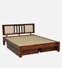 Brevik Sheesham Wood Queen Size Bed In Honey Oak  Finish With Drawer Storage