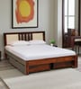 Brevik Sheesham Wood Queen Size Bed In Honey Oak  Finish With Drawer Storage