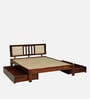 Brevik Sheesham Wood Queen Size Bed In Honey Oak  Finish With Drawer Storage