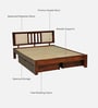Brevik Sheesham Wood Queen Size Bed In Honey Oak  Finish With Drawer Storage