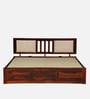 Brevik Sheesham Wood Queen Size Bed In Honey Oak  Finish With Hydraulic Storage