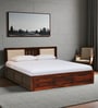 Brevik Sheesham Wood Queen Size Bed In Honey Oak  Finish With Hydraulic Storage