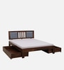 Brevik Sheesham Wood Queen Size Bed In Provincial Teak Finish With Drawer Storage