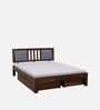 Brevik Sheesham Wood Queen Size Bed In Provincial Teak Finish With Drawer Storage