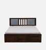 Brevik Sheesham Wood Queen Size Bed In Provincial Teak Finish With Hydraulic Storage