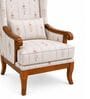 BrevIn Teak Wood Wing Chair With Suede Fabric In Cream Beige Colour BrevIn Teak Wood Wing Chair With Suede Fabric In Cream Beige Colour