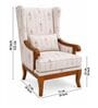 BrevIn Teak Wood Wing Chair With Suede Fabric In Cream Beige Colour BrevIn Teak Wood Wing Chair With Suede Fabric In Cream Beige Colour