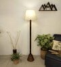 Brice Wooden Floor Lamp with Jute Shade & Brown Base