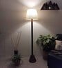 Brice Wooden Floor Lamp with Jute Shade & Brown Base