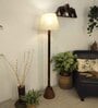 Brice Wooden Floor Lamp with Jute Shade & Brown Base