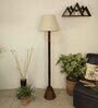 Brice Wooden Floor Lamp with Jute Shade & Brown Base
